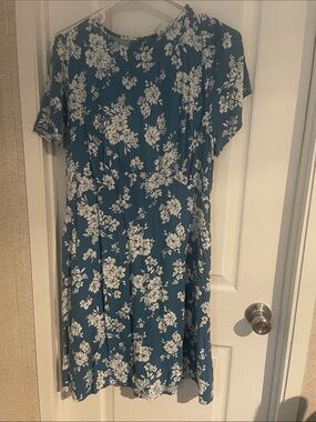 Old Navy Teal Blue Floral Midi Dress